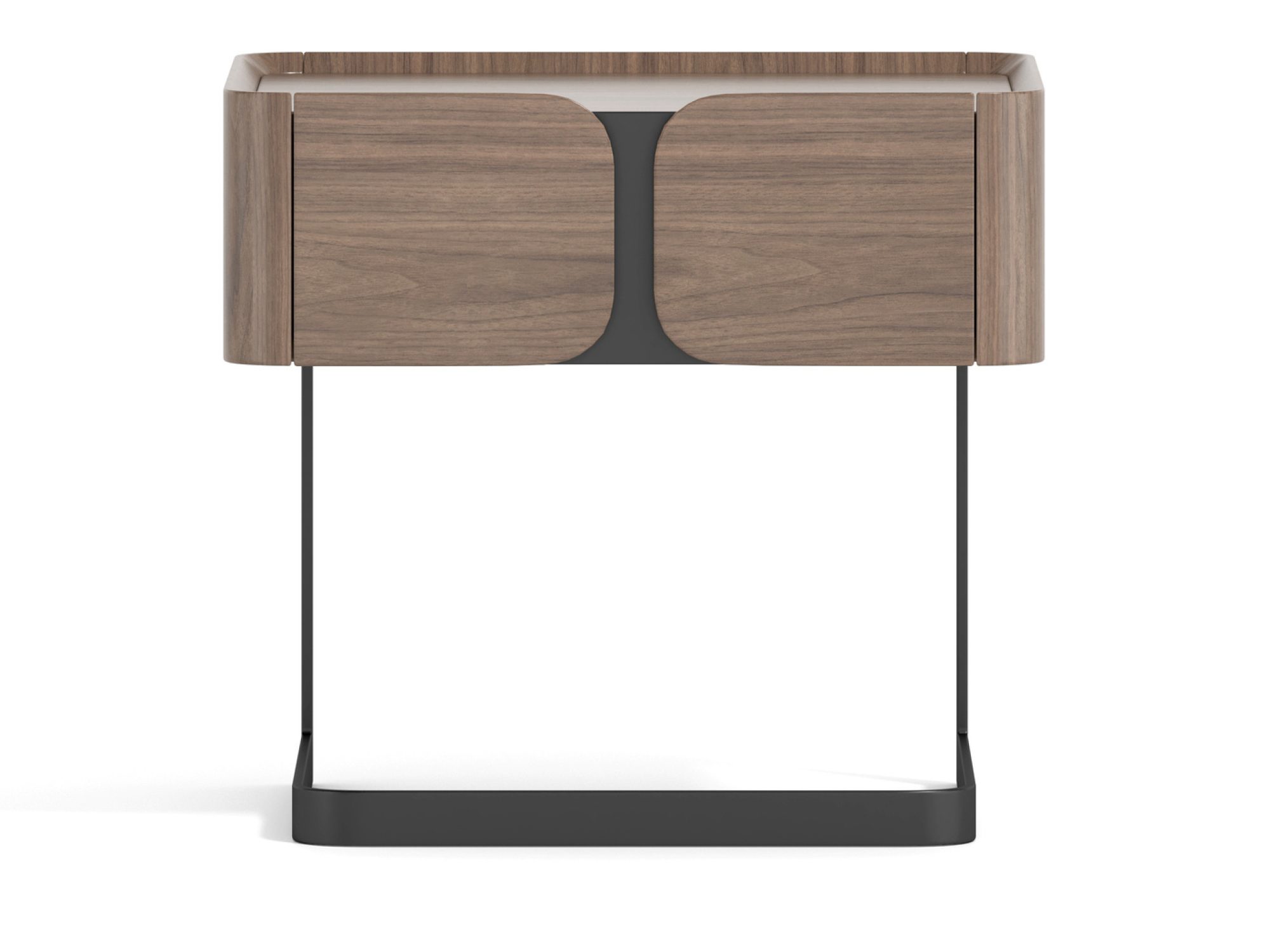 Nachttisch 58 cm Walnuss mit schwarzem Gestell – Selvina
