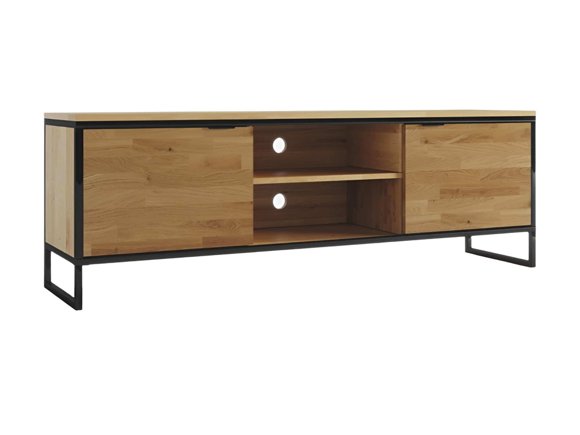 Dubový TV stolek Kongaro 170 cm, dub a černá