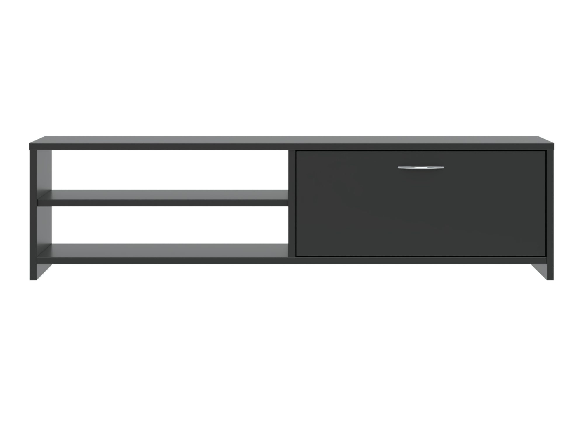 TV-Lowboard Domelio 120 cm Schwarz – zwei offene Fächer und Schublade