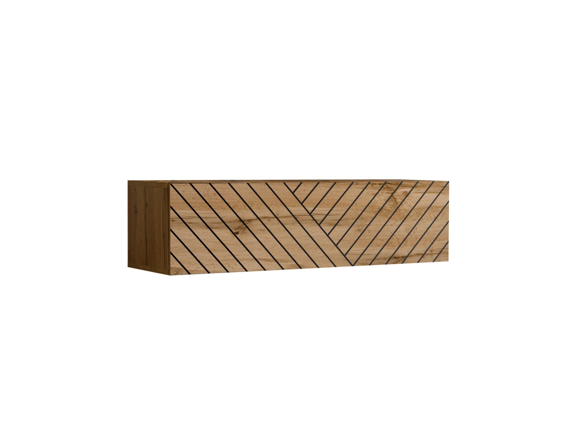 Hängendes Lowboard Kelmoro 120 cm, geriffelt mit 2 Fächern, Wotan-Eiche
