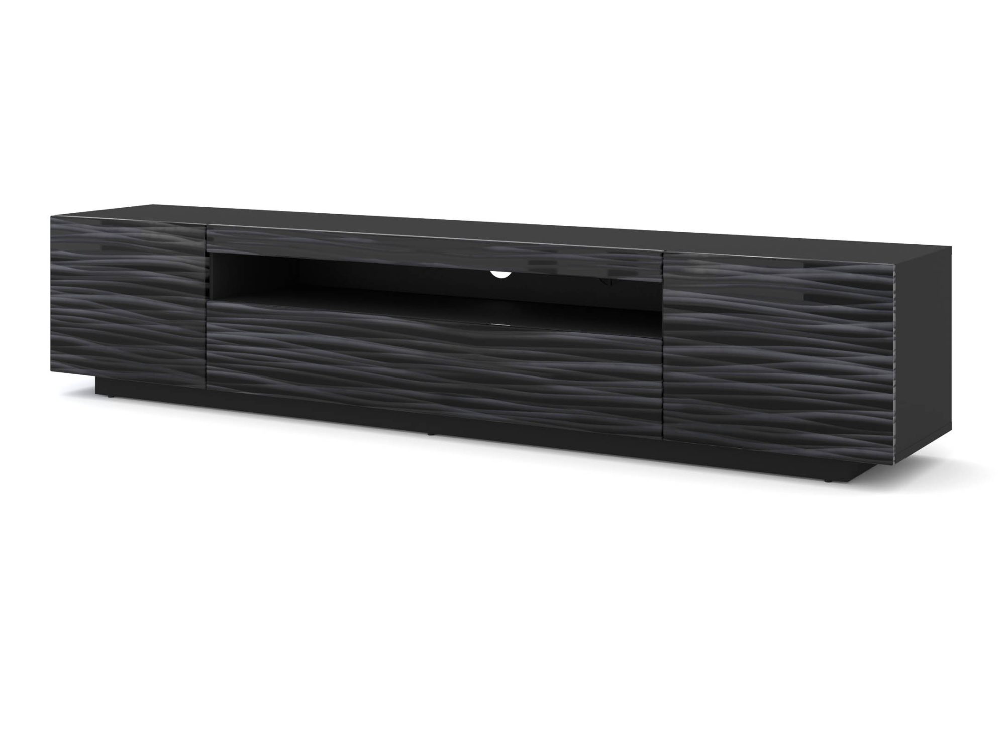 Szafka RTV Kismet Sahara 200 cm czarny mat z frontami 3D