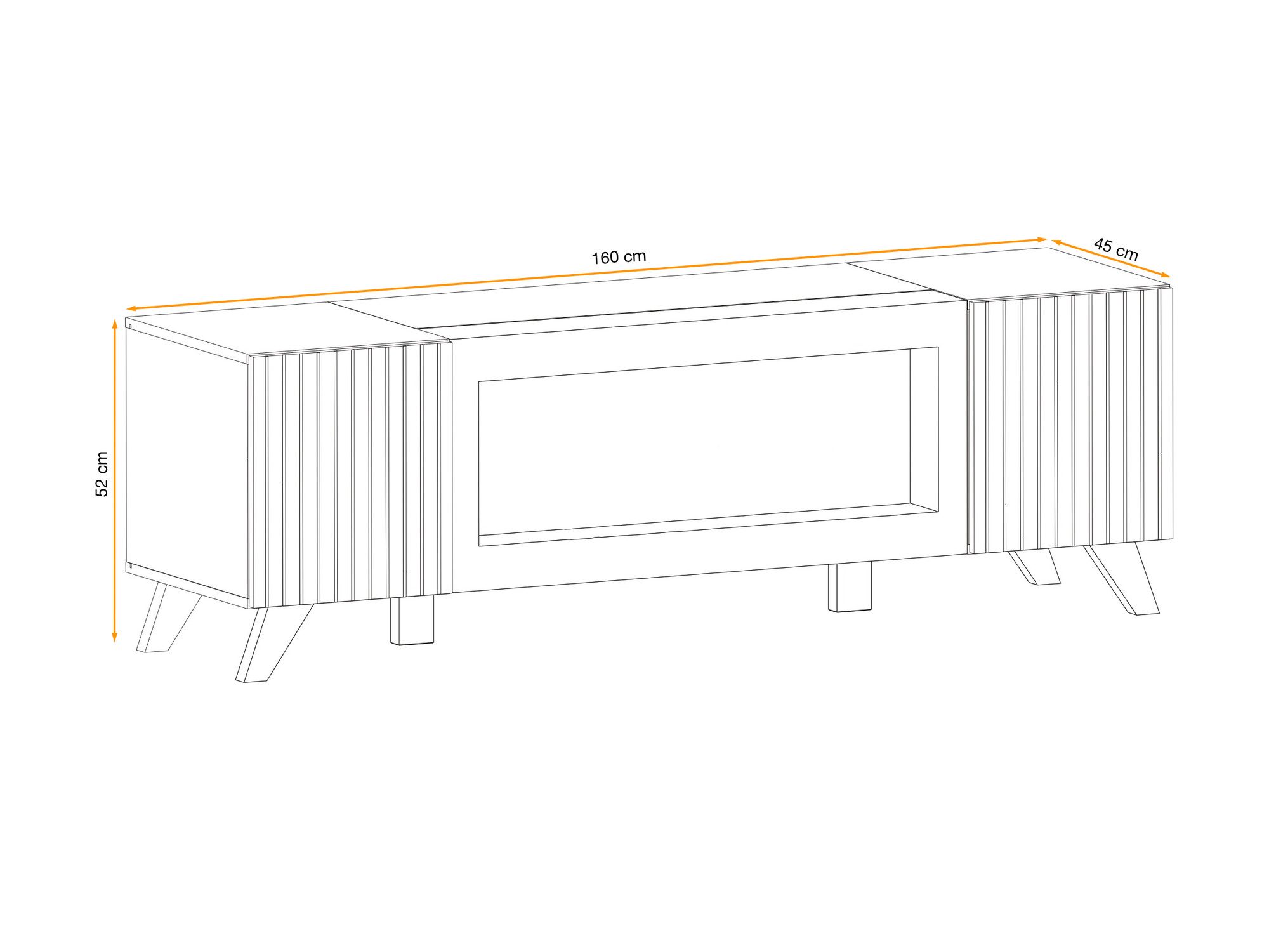 Szafka RTV Lioren 160 cm rysunek wymiarowy