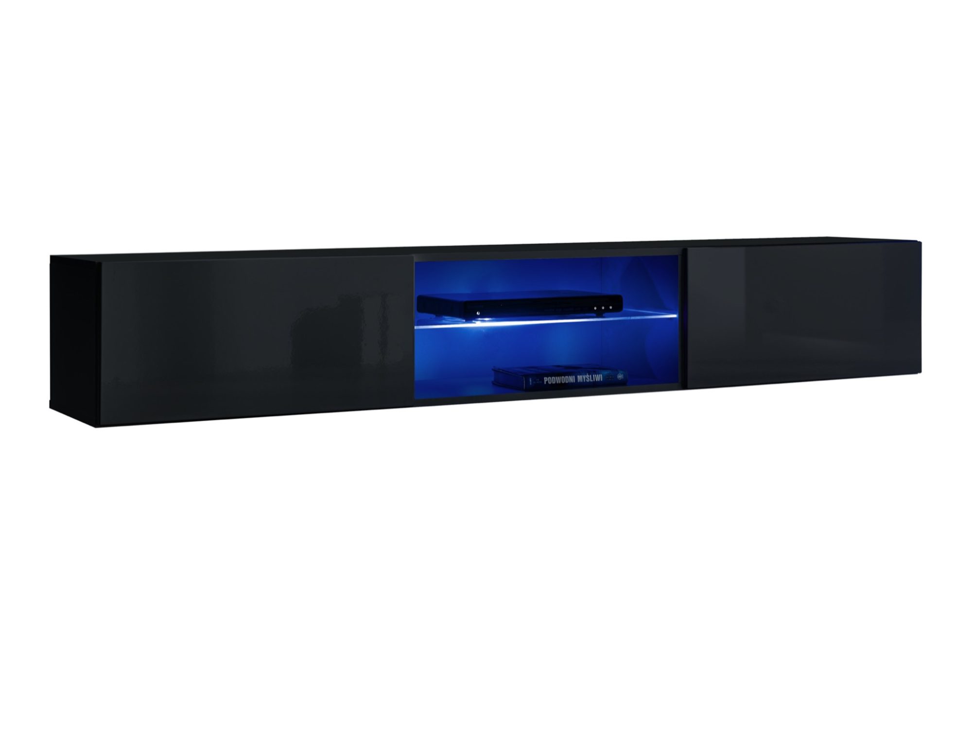 Závěsný TV stolek s LED Kelmoro 180 cm