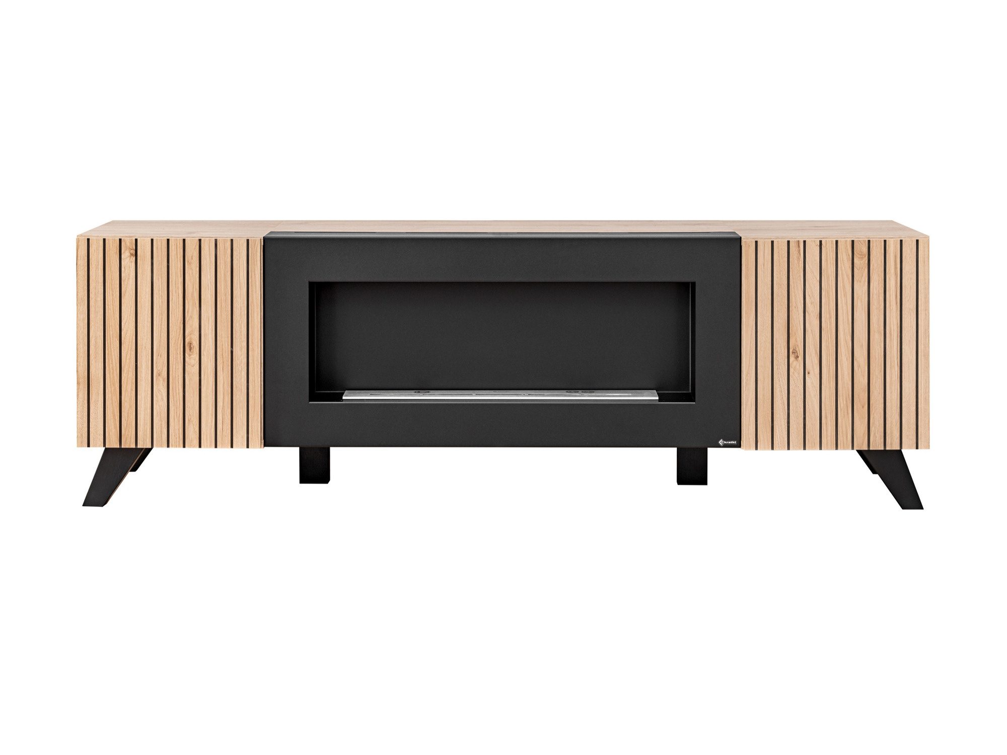 Szafka RTV z biokominkiem Lioren 160 cm Hickory Jackson czarna