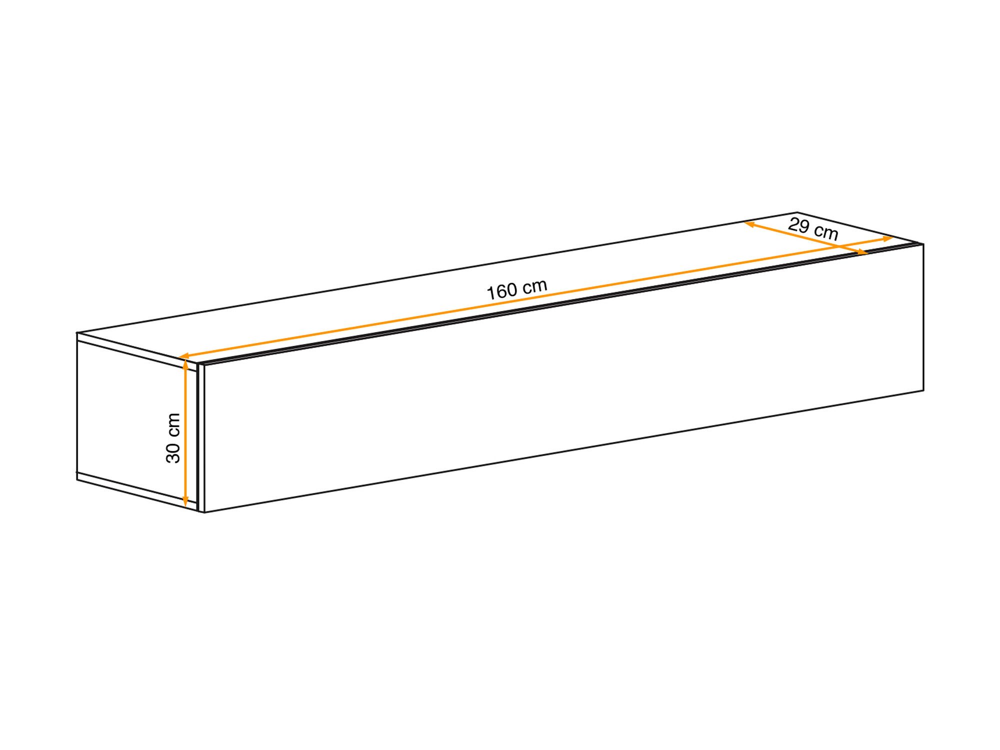 Rozměry závěsné skříňky Flavero 160 cm kašmír