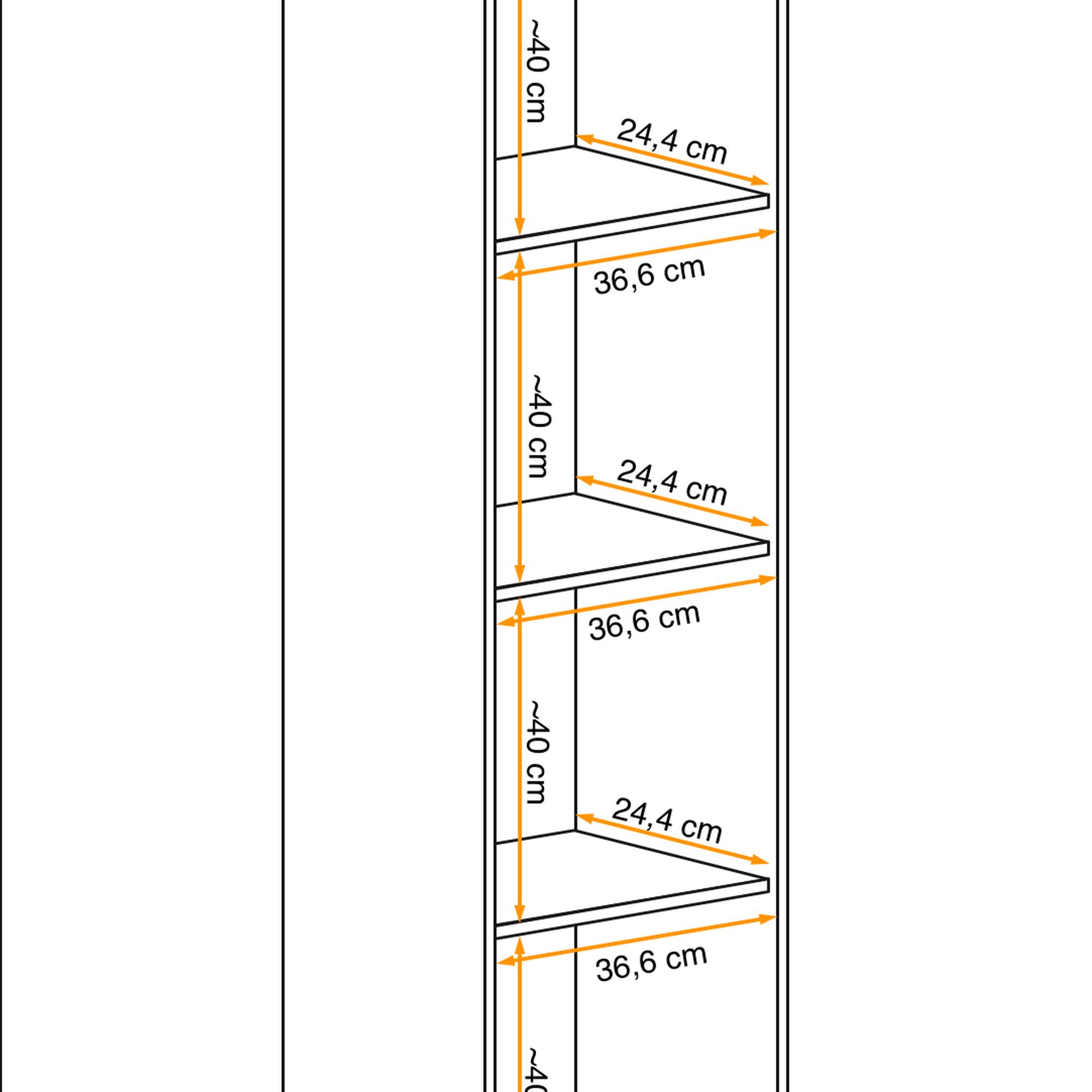 Fächeraufteilung des Hängeschranks Flavero 40 cm