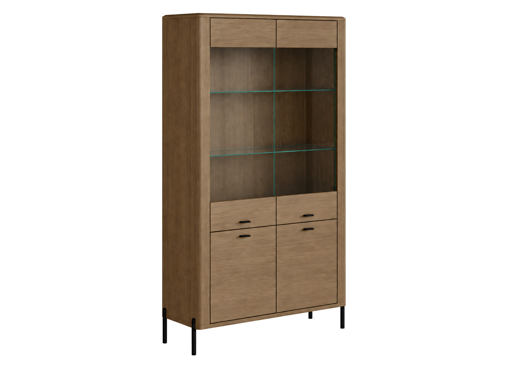 Eichenvitrine Velmoro 110 cm hoch, Räuchereiche und Graphit