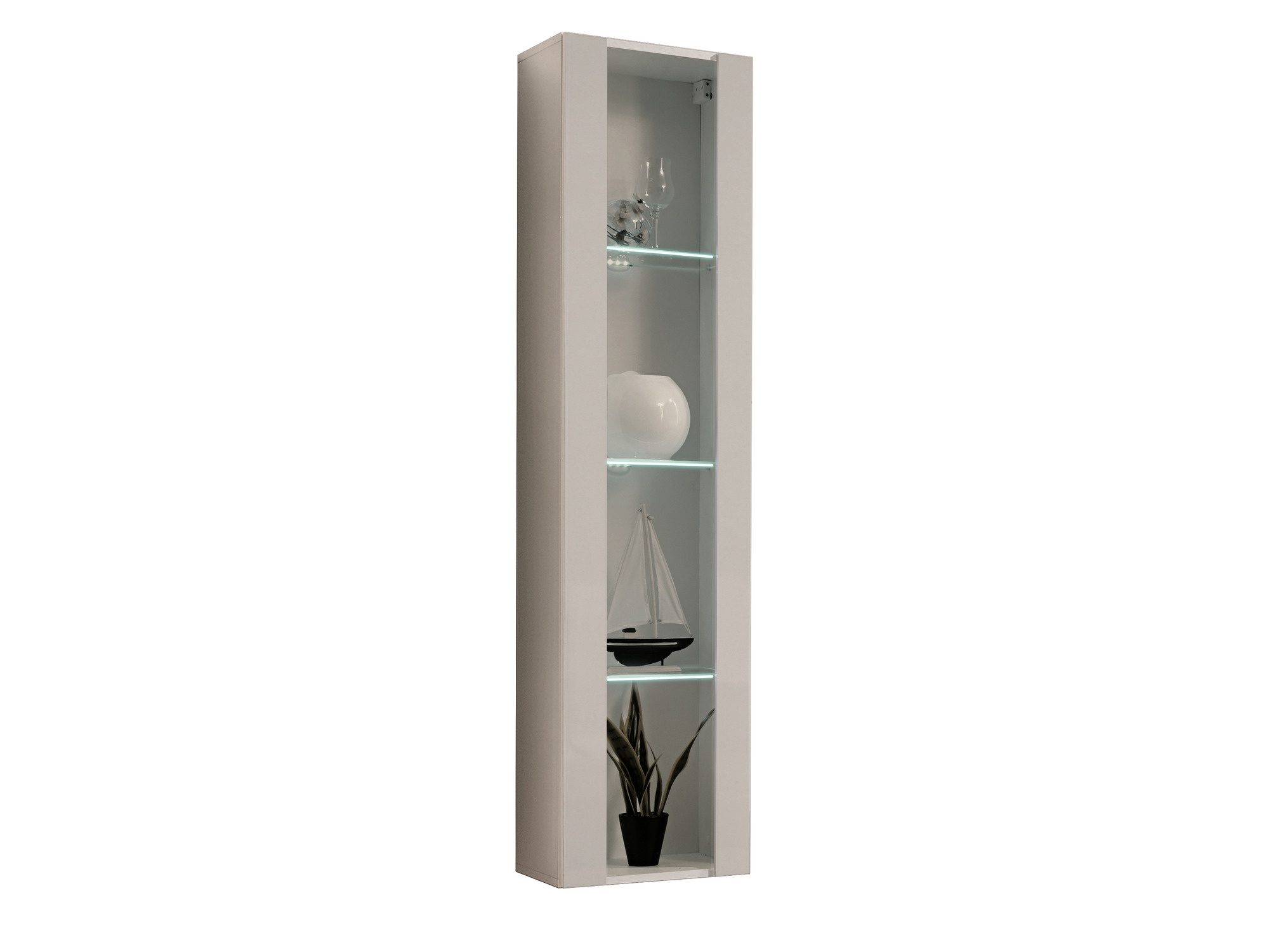 Závěsná skříňka Flavero 40 cm kašmír s bílým LED osvětlením