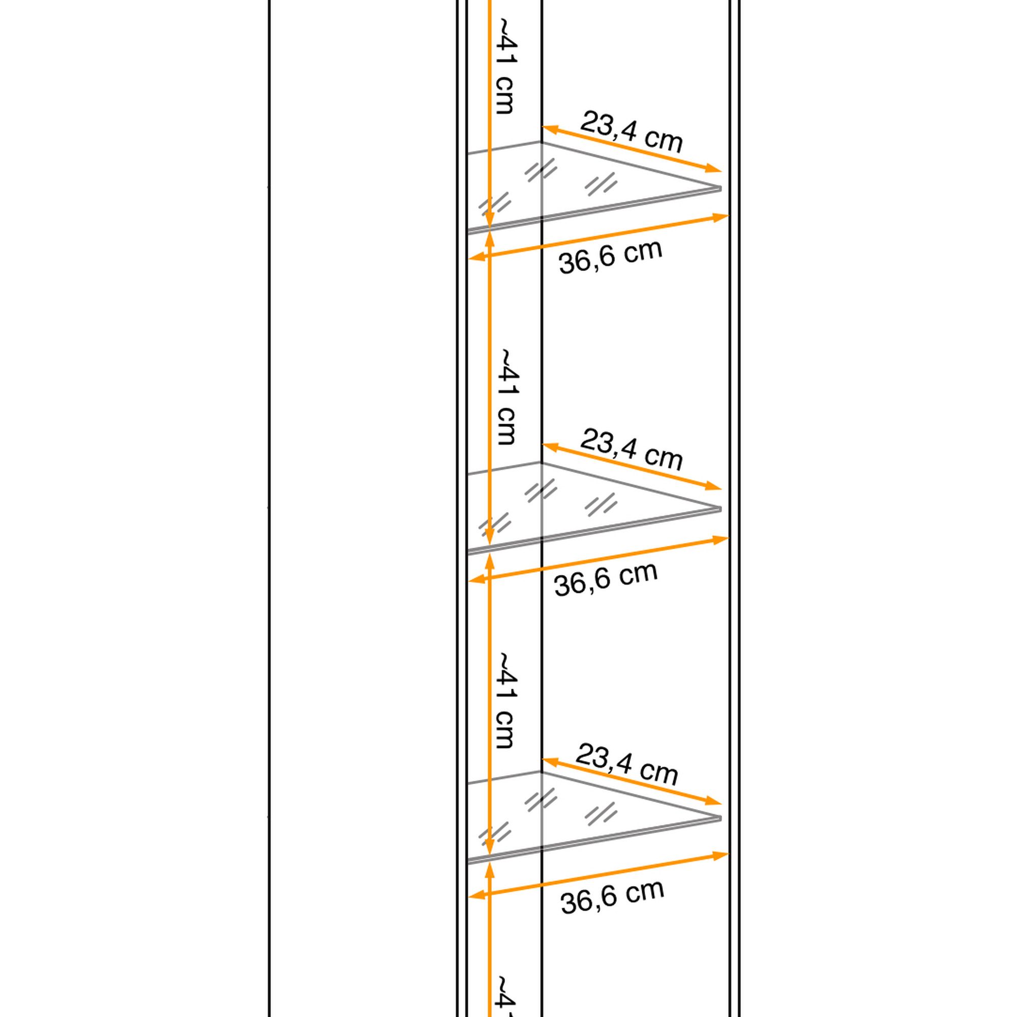 Uspořádání skleněných polic v závěsné skříňce Flavero 40 cm kašmír