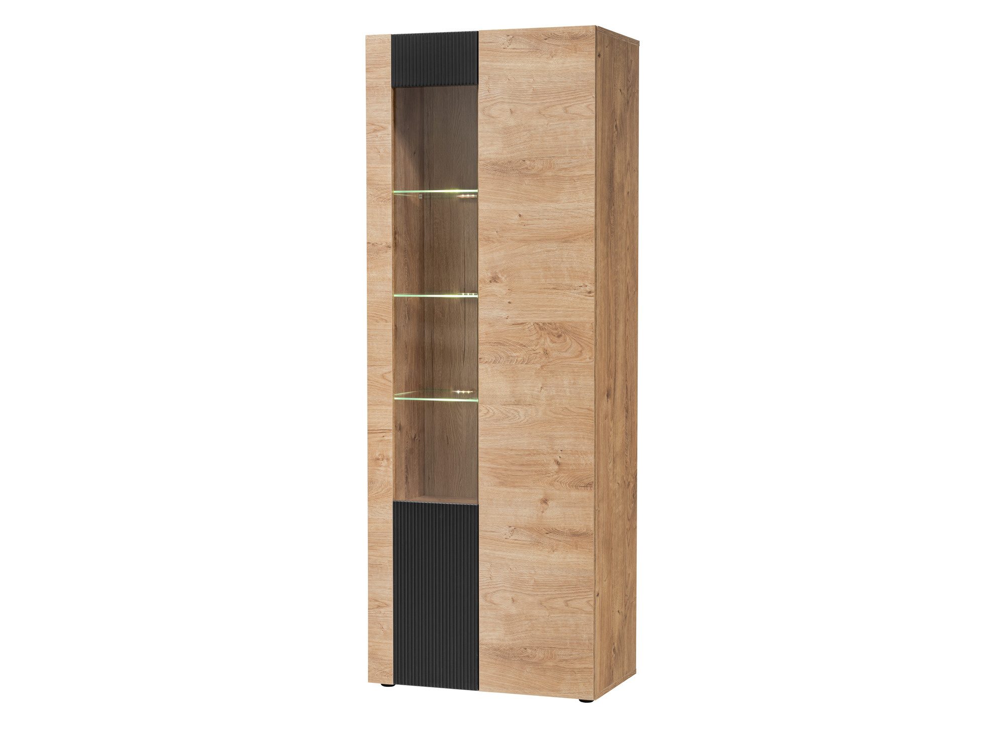 Schrank mit LED-Beleuchtung in heller Holzoptik