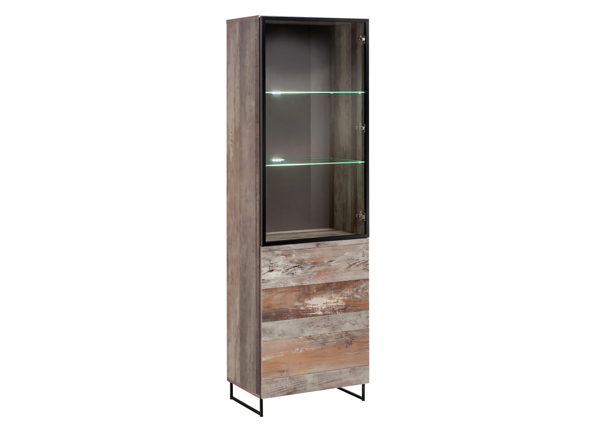 Witryna wysoka LED Valmoro 60 cm Canion Wood czarna