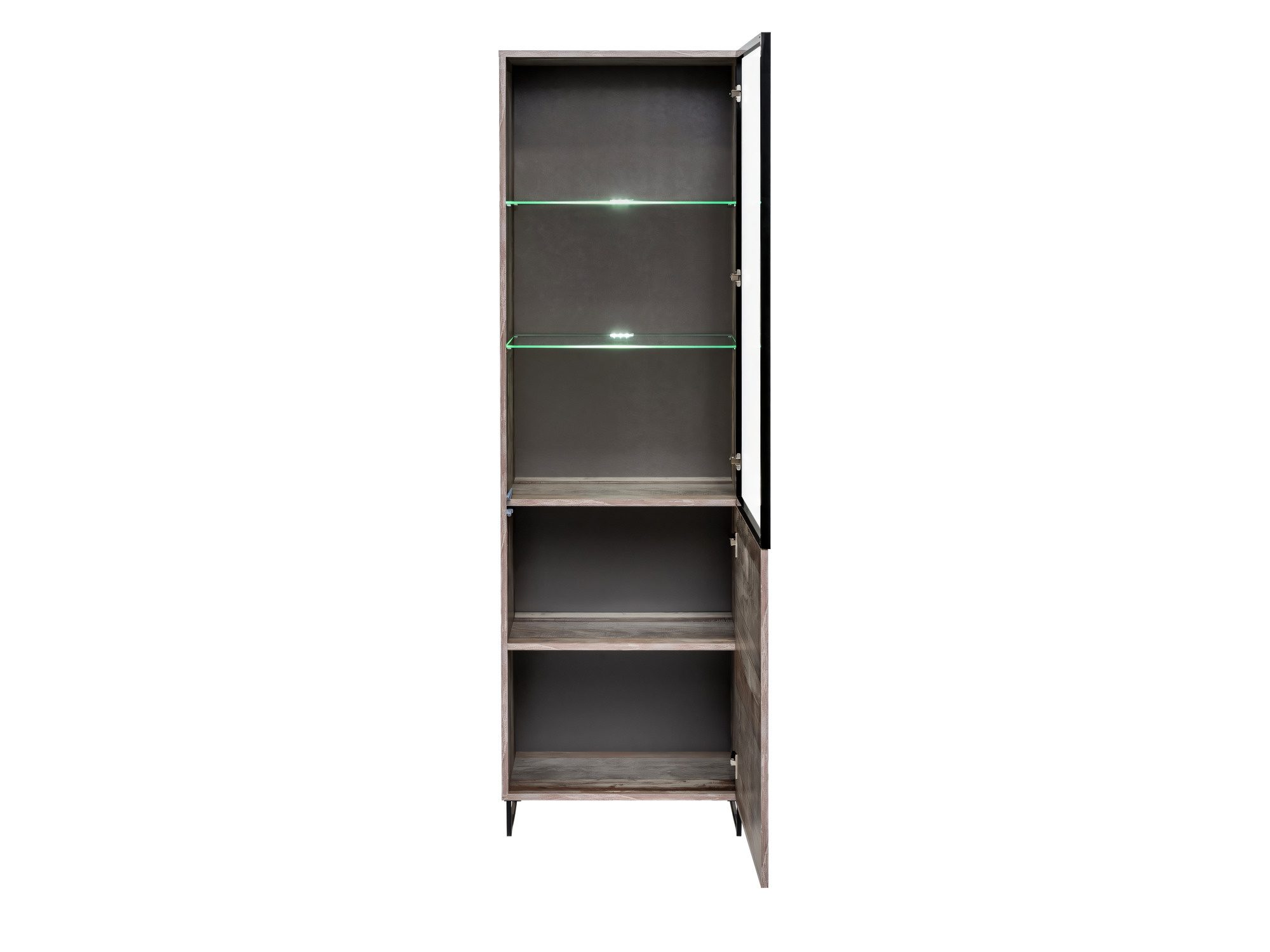 Hohe LED-Vitrine Valmoro 60 cm Canion Wood Schwarz – Bild 2