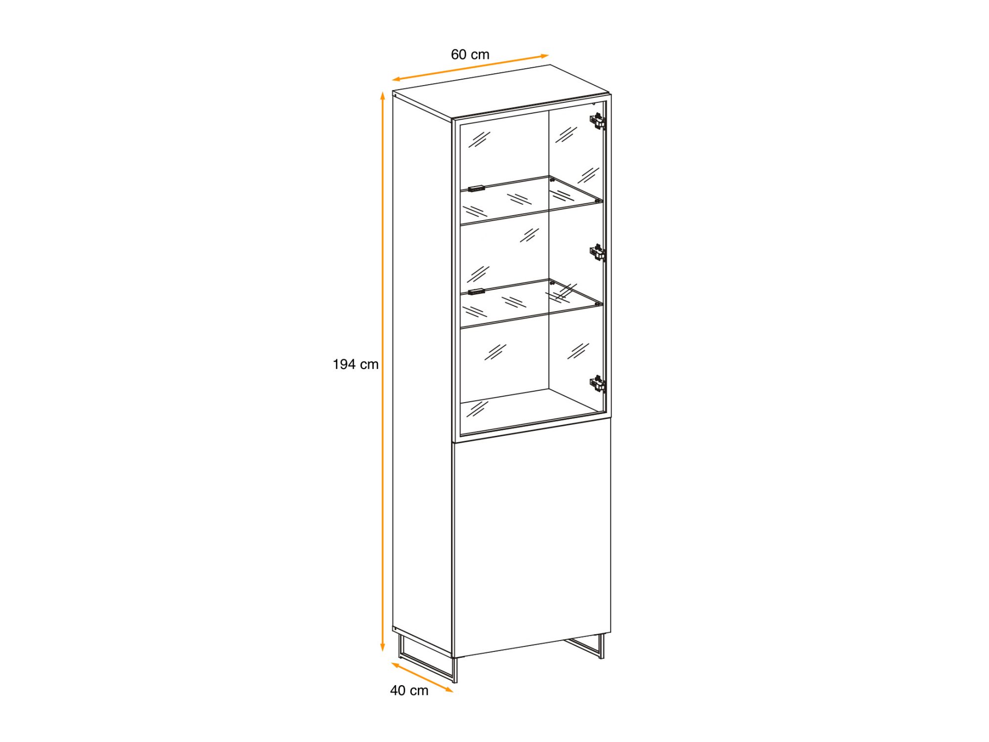 Hohe LED-Vitrine Valmoro 60 cm Canion Wood Schwarz – Bild 4