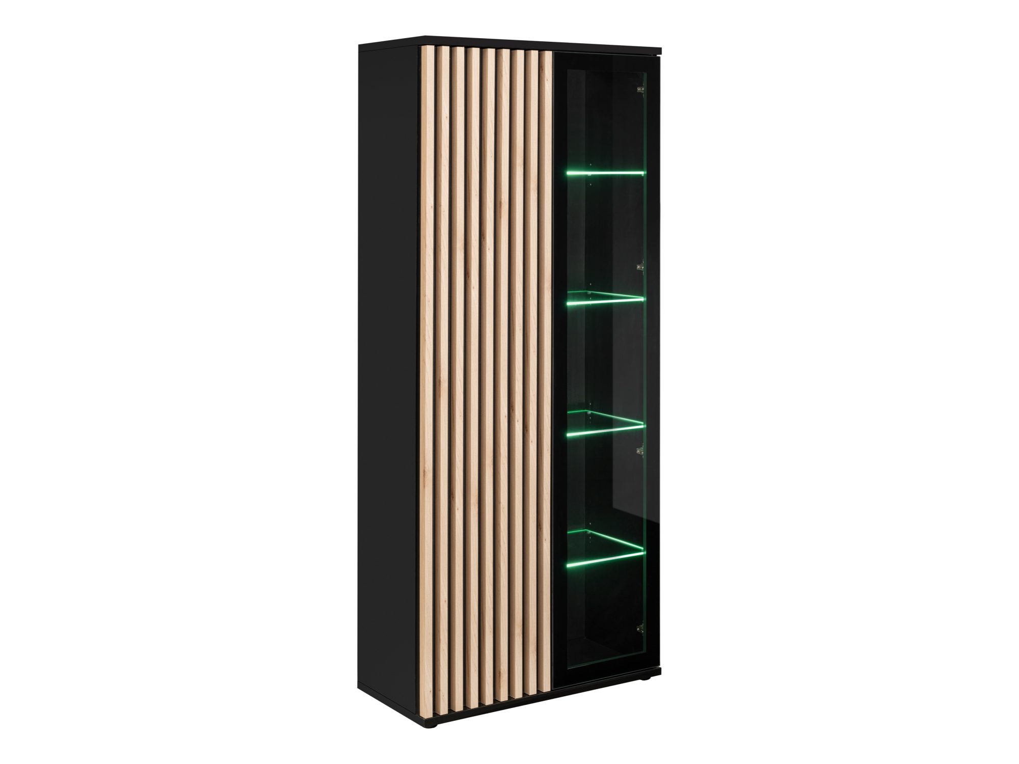 Wysoka witryna Bravento czarna Hickory Jackson z LED