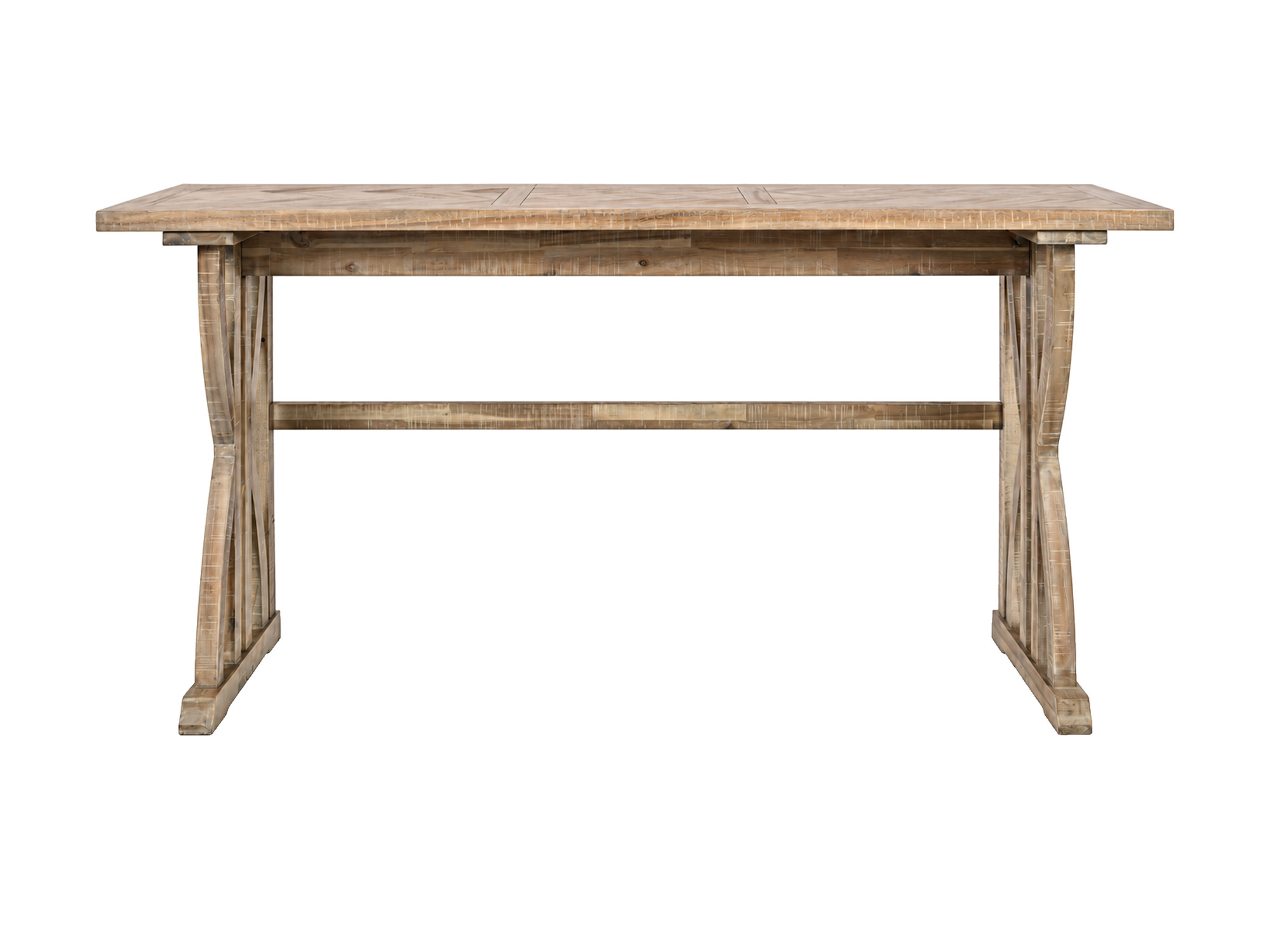Avola Bartisch mit Holz-Querstrebe und geschwungenen Stützen, Frontansicht