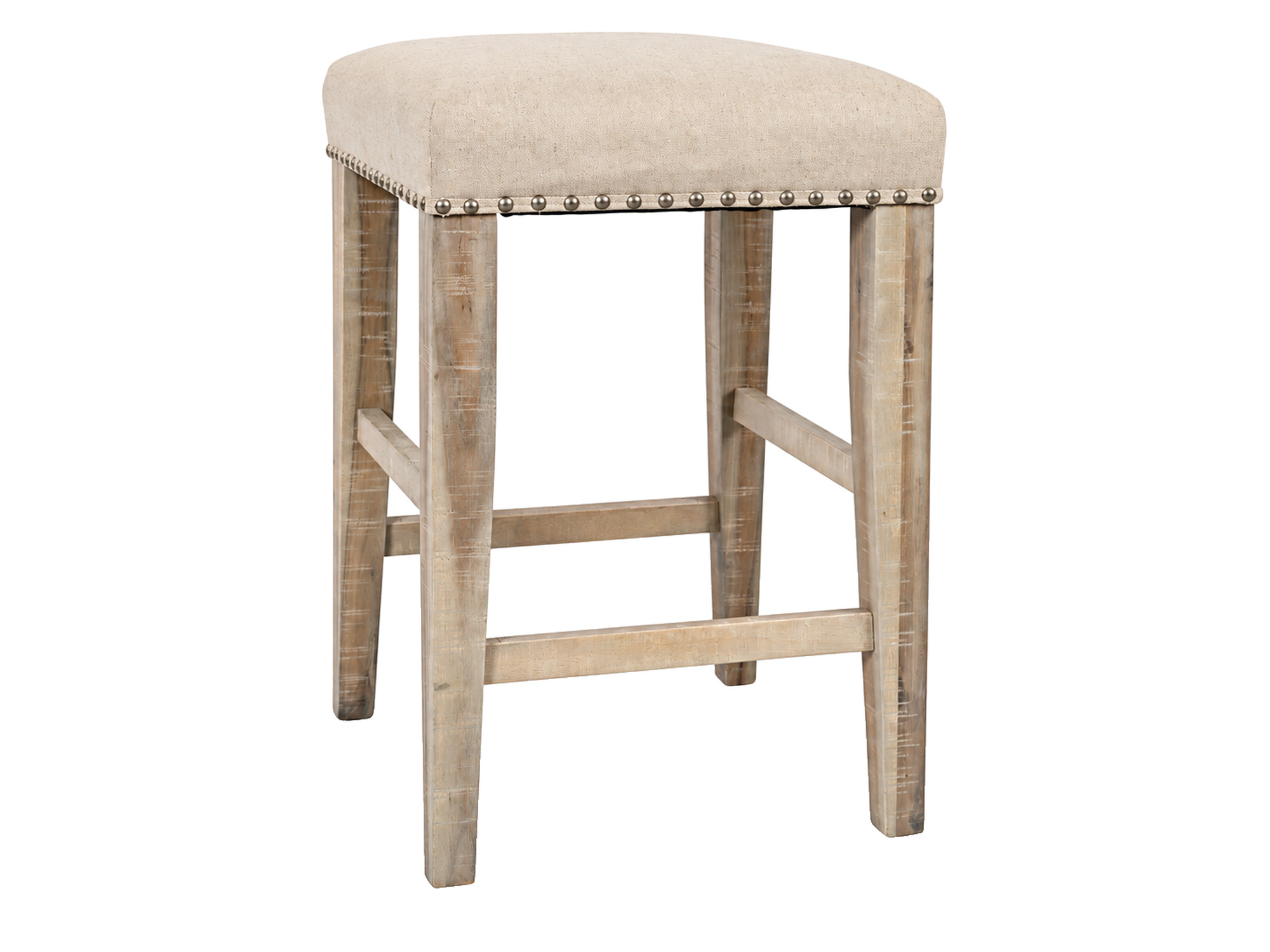 Avola gepolsterter Barhocker in Beige, Schrägansicht