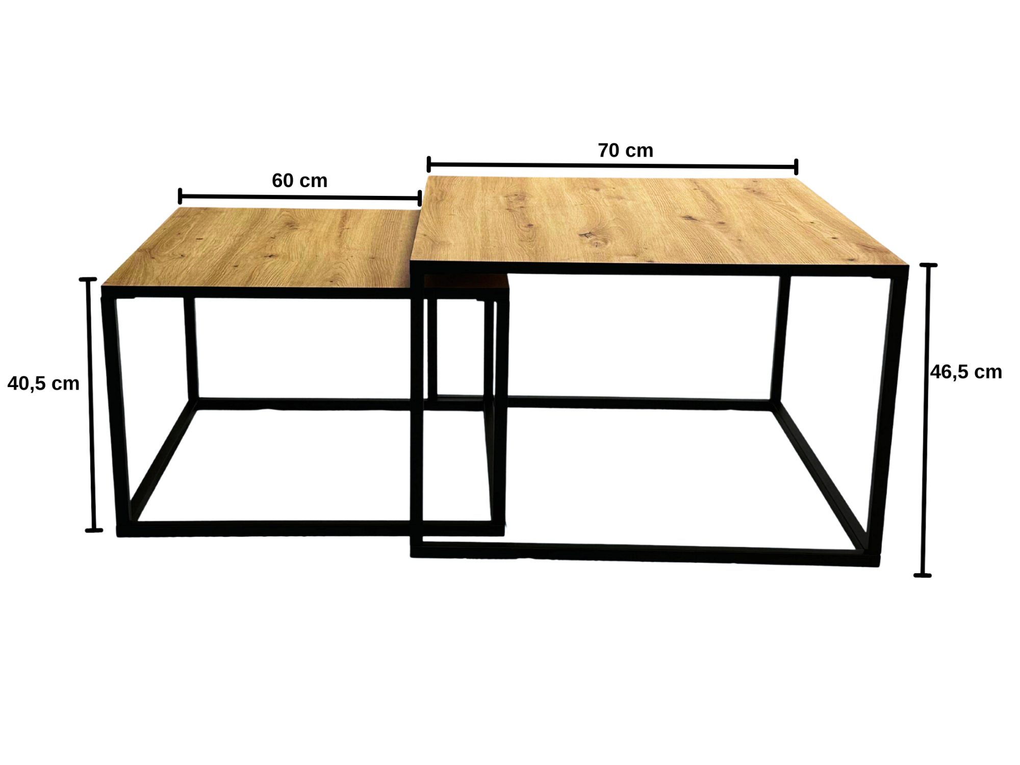 Couchtisch-Set Caldrio 70/60 cm, Artisan Eiche und Schwarz – Bild 6