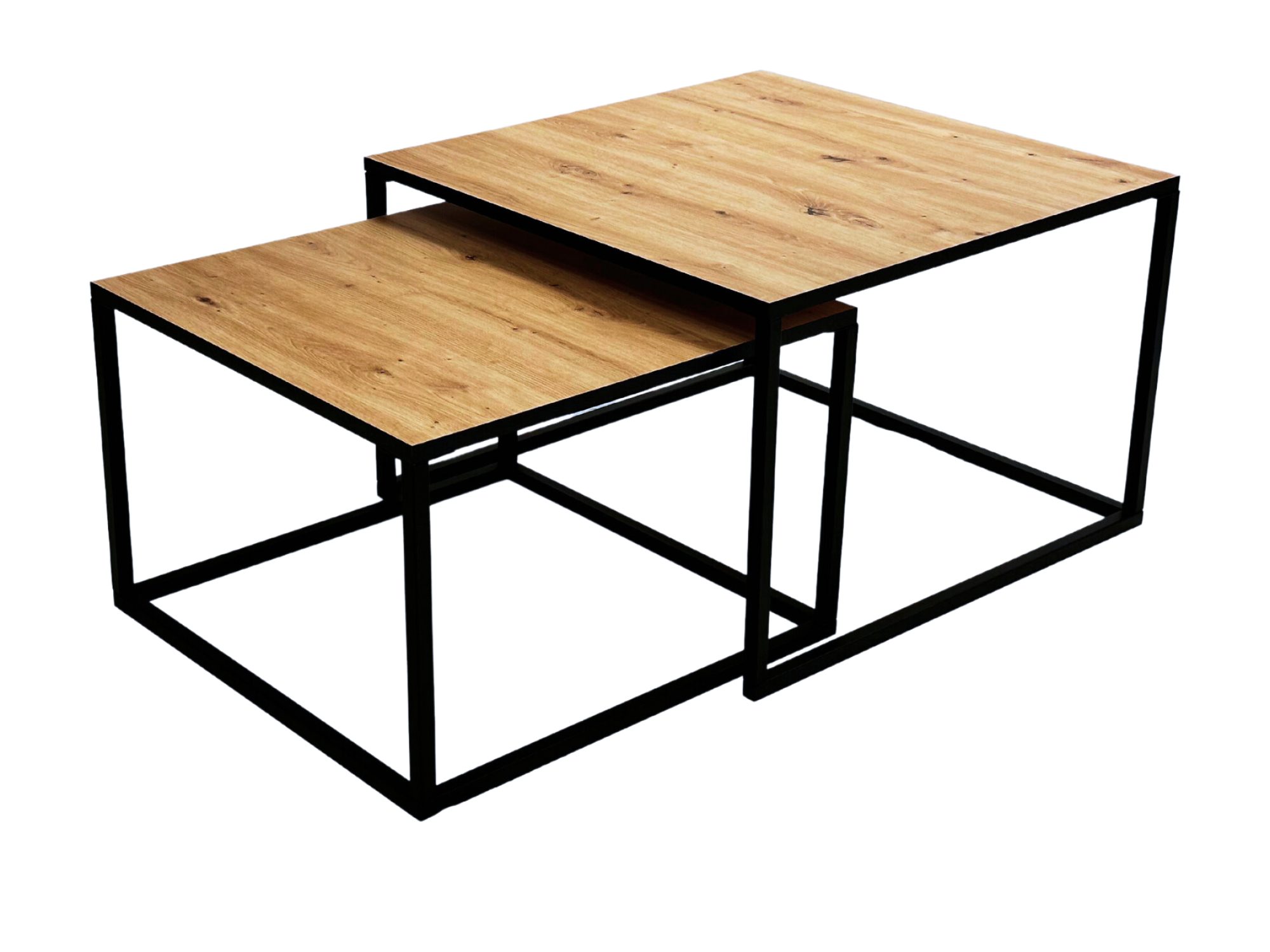 Couchtisch-Set Caldrio 70/60 cm Artisan Eiche und Schwarz